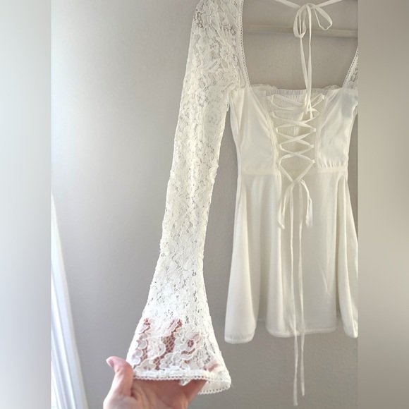 Babyboo Jacinta Long Sleeve Mini Dress Ivory Size XS - Picture 13 of 15